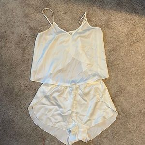 Cream satin pj set